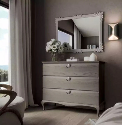 Dresser Mirror Cabinet Luxury Dressers Shelf Console Furniture Set 2-piece.