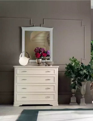Dresser with Mirror Wood Dressers Furniture Modern Cabinet Beige 2 pcs. New