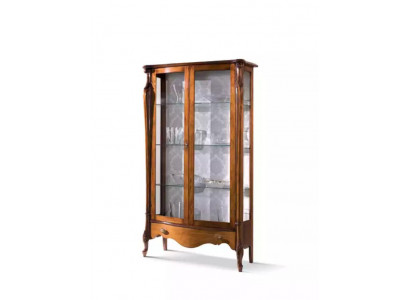 Classic glass display cabinet, wooden display case, luxury brown living room