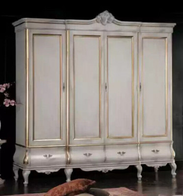 White luxury wardrobe solid wood furniture bedroom cabinets wardrobe