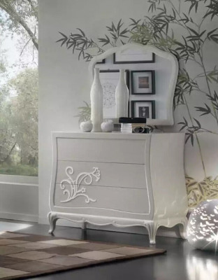 Luxury dresser with mirror, sideboards, console, wood, modern design, gray
