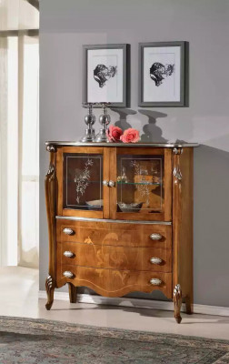 Exclusive brown wooden cabinet with drawers newly in the living room
