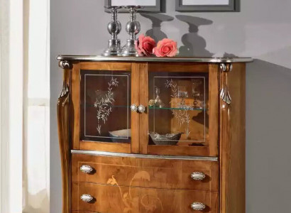 Exclusive brown wooden cabinet with drawers newly in the living room