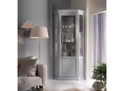 Corner display cabinet white showcase living room classic design shelf