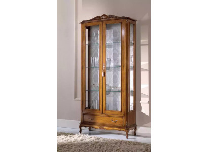 Luxurious glass display cabinets brown wood classic furniture display cabinet
