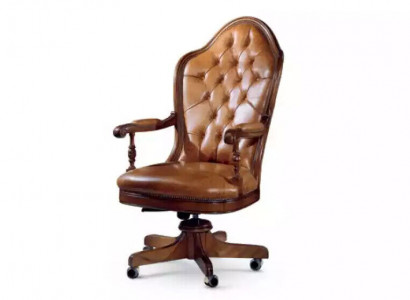 Office Chair Wood Executive Armchair Chesterfield Italian Furniture Brown Swivel New