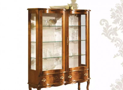 High-quality brown wooden display cabinet with glass shelves Classic furniture display cabinets