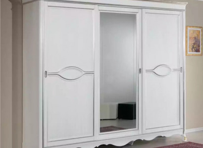 White classic wardrobe mirror door bedroom furniture design