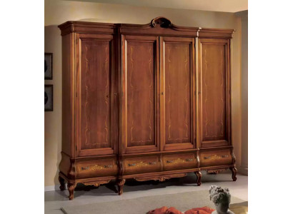 Four-door brown wardrobe classic bedroom furniture wood
