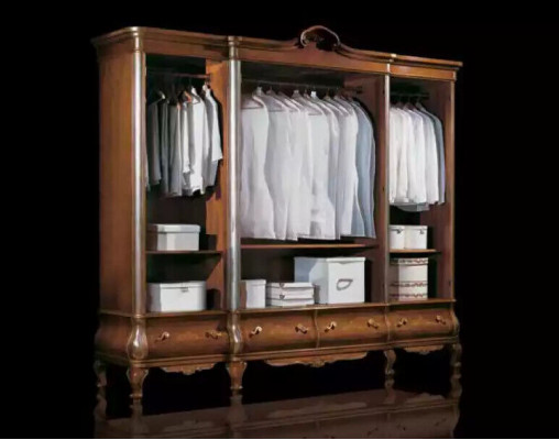 Four-door brown wardrobe classic bedroom furniture wood