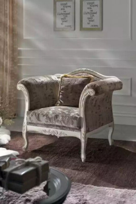 Armchair 1-seater upholstered sofas design luxury textile couch gray sofa new