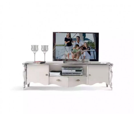 TV stand RTV lowboard classic white wood modern living room new