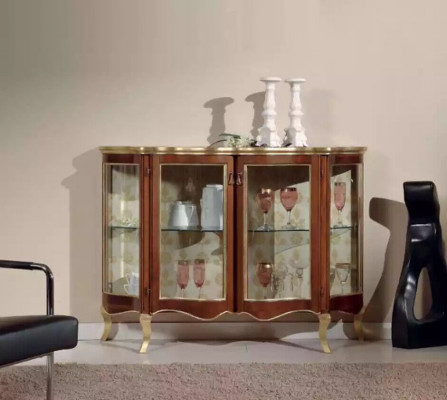 Wooden Display Cabinet Glass Cupboard Solid Wood Showcase Living Room Furniture Sideboard