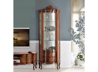 Luxurious high-quality showcase made of brown wood Classic furniture