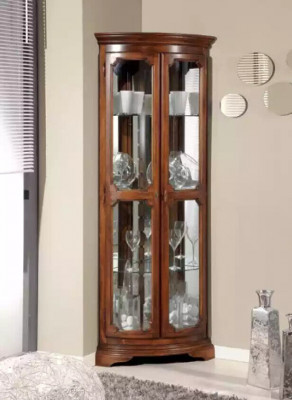 Classic furniture wood brown corner display cabinet showcase cabinet Italian furniture