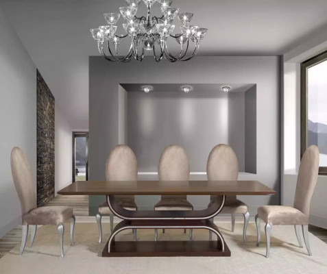 Complete set dining table 6x chairs dining room set dining group wooden table 7-piece
