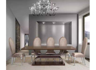 Complete set dining table 6x chairs dining room set dining group wooden table 7-piece
