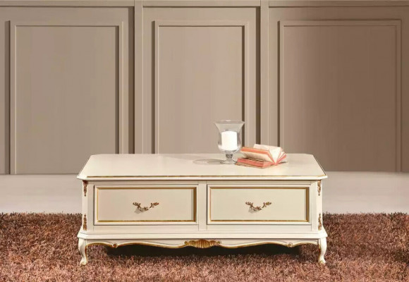Designer white luxury coffee table for living room classic wood table