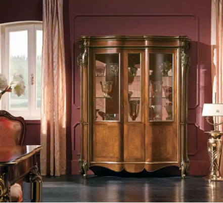 Showcase Cabinets Wood Luxury Living Room Furniture Glass Cabinet Brown New
