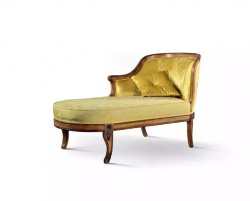 Chaise longue fabric sofa lounger chaise classic yellow couch textile new