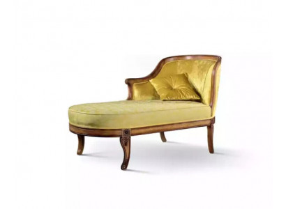 Chaise longue fabric sofa lounger chaise classic yellow couch textile new