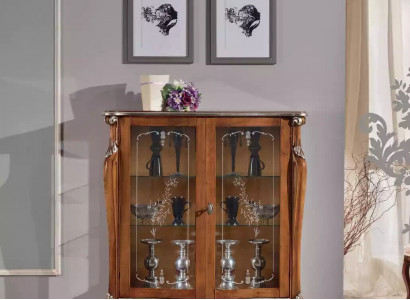Brown glass display cabinet living room wood sideboard luxury display cupboard shelf