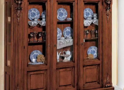 Glass Display Wooden Cabinet Classic Sideboard Furniture Shelves Solid Wood Cabinet