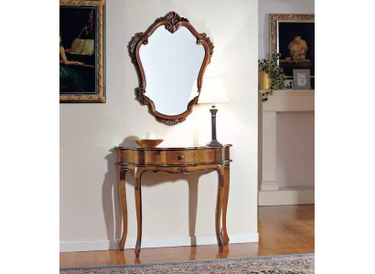Elegant brown console table mirror classic bedroom set