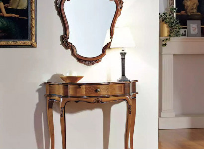 Elegant brown console table mirror classic bedroom set