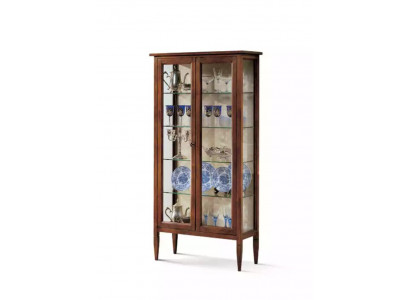 Display glass cabinet brown living room wood sideboard luxury furniture Italy