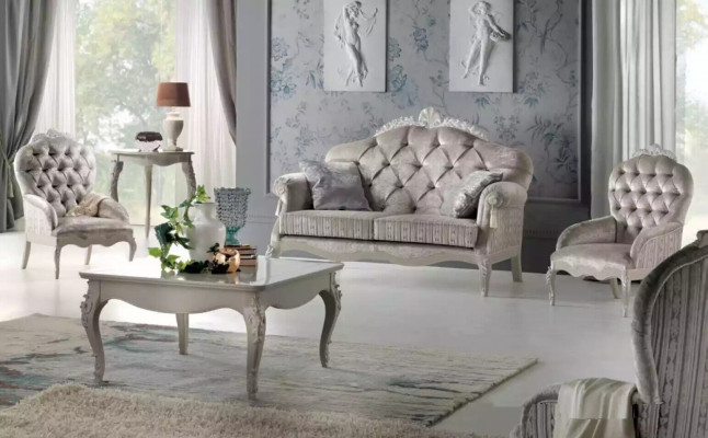 Sofa set 2-seater suite velvet armchair coffee table luxury sofas fabric