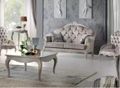 Sofa set 2-seater suite velvet armchair coffee table luxury sofas fabric