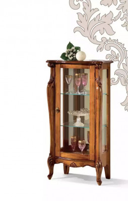 Classic Brown Glass Display Cabinet Luxury Wooden Furniture Glass Door Living Room Furniture