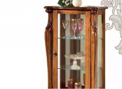 Classic Brown Glass Display Cabinet Luxury Wooden Furniture Glass Door Living Room Furniture