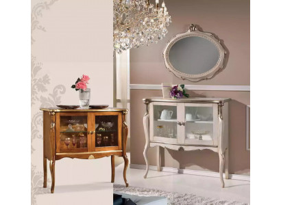 Classic glass display cabinet luxury storage table living room furniture wood