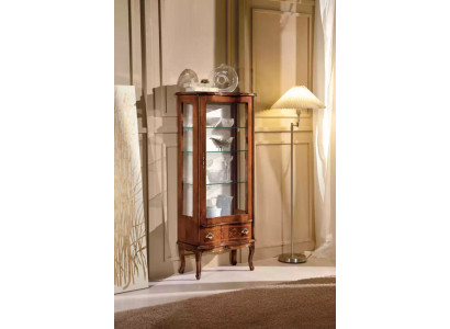 Classic display cabinet luxury furniture glass doors living room decor brown