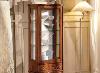 Classic display cabinet luxury furniture glass doors living room decor brown