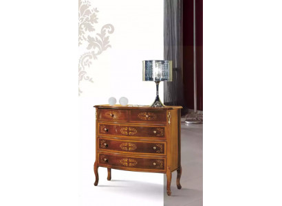 Designer classic wooden dresser with 4 drawers, brown, living room furniture