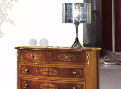 Designer classic wooden dresser with 4 drawers, brown, living room furniture