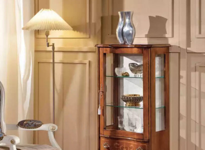 Classic Wooden Glass Cabinet Luxury Living Room Designer Glass Display Furniture