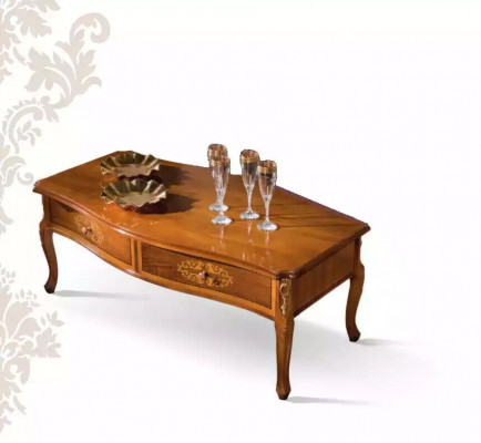 Classic Brown Wood Coffee Table Luxury Design with Drawers New