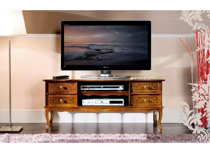 Classic brown RTV luxury TV cabinet lowboard with drawers wooden furniture