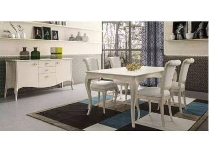 Dining Room Set White Dining Table 4x Chairs Sideboard Elegant Design New 6-piece.