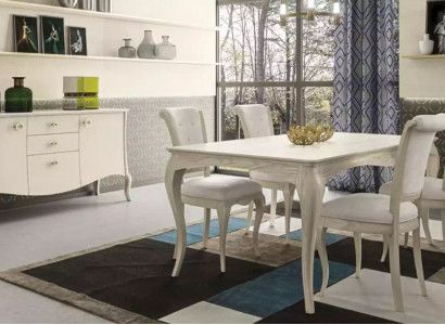 Dining Room Set White Dining Table 4x Chairs Sideboard Elegant Design New 6-piece.