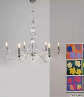 Crystal chandelier pendant ceiling lamps, 6x new lamps