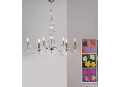 Crystal chandelier pendant ceiling lamps, 6x new lamps
