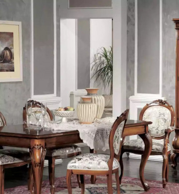 Dining room furniture, solid wood dining table, 4x chairs with armrests furniture