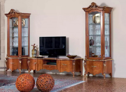 Classic TV stand luxury 2x display cabinet living room furniture wall unit wood