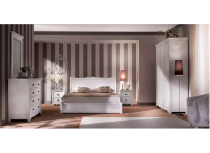 Modern bedroom bed, 2x nightstands, dresser, wardrobe set