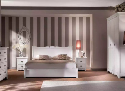Modern bedroom bed, 2x nightstands, dresser, wardrobe set